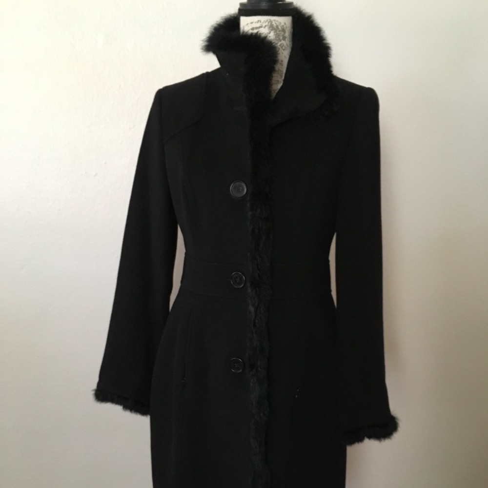 Black wool coat, size 8